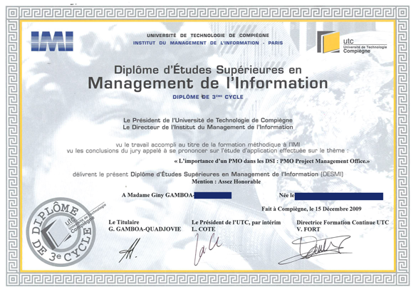 Diplôme UTC -IMI 2009